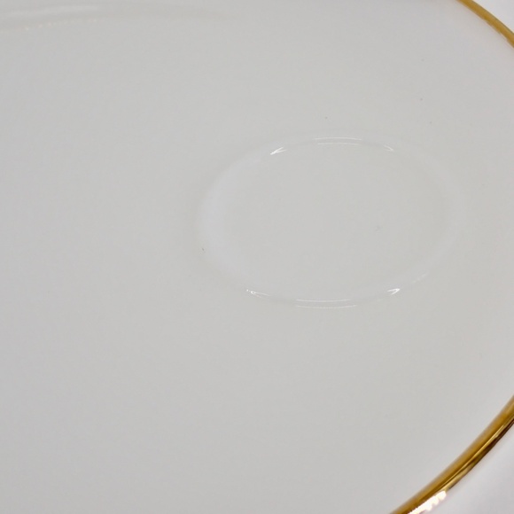 Fire King Anchor Hocking 22k Gold Rim Milk Glass Tea Cup Snack Plate Set Vintage - Picture 10 of 12